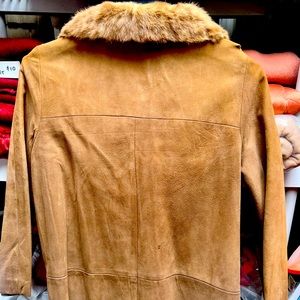 Vintage suede coat with fur collar size 12
